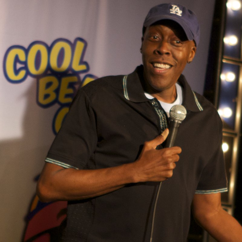 Arsenio Hall on stage at a Cool Beans Comedy show.