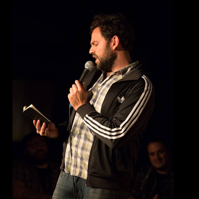 Barry Rothbart on stage at a Cool Beans Comedy show.