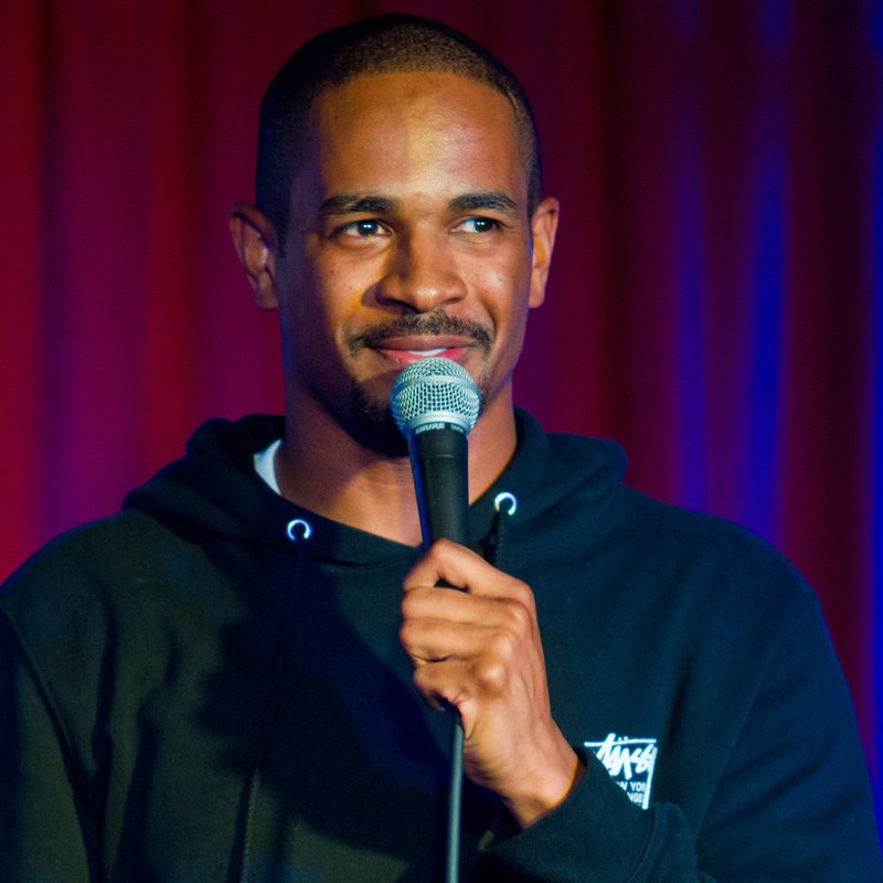 Damon Wayans Jr on stage at a Cool Beans Comedy show.