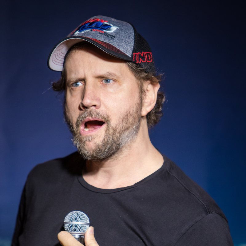 Jamie Kennedy on stage at a Cool Beans Comedy show.