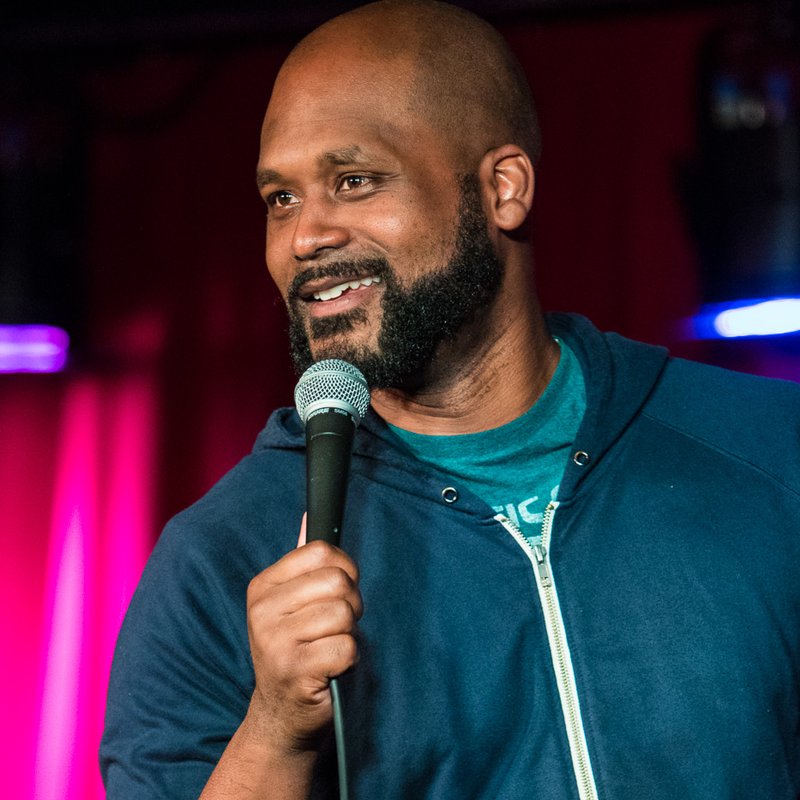 Sydney Castillo on stage at a Cool Beans Comedy show.