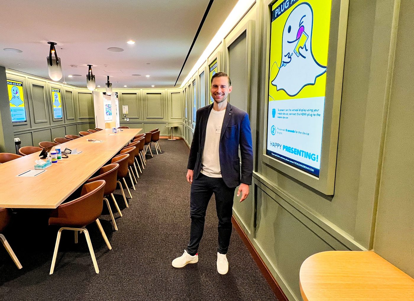 Corey Martin Craig in the Snap boardroom before a workshop.