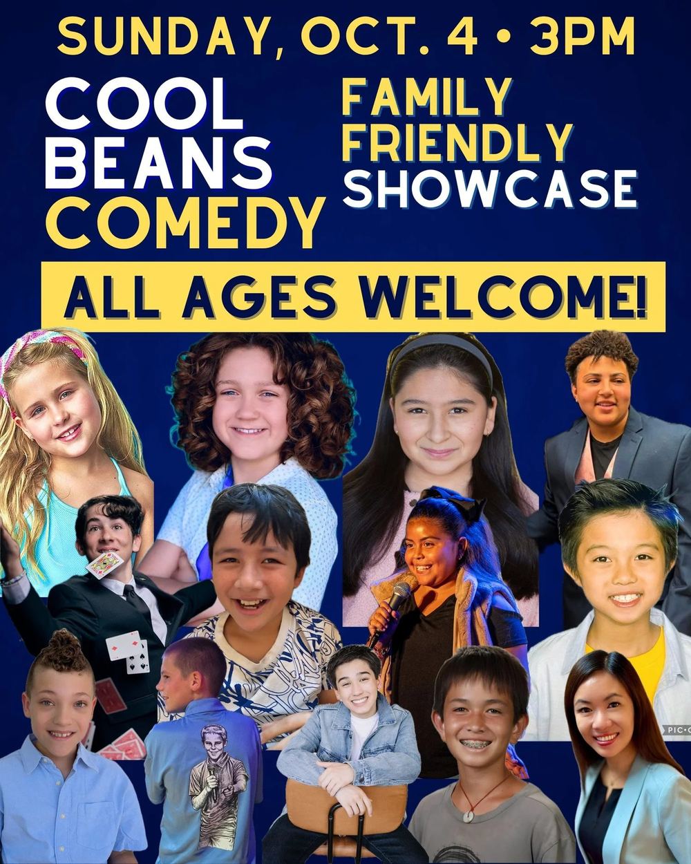 Flyer for the Sun, Oct 4 · 3:00pm Kids Showcase, with everyone on the bill.
